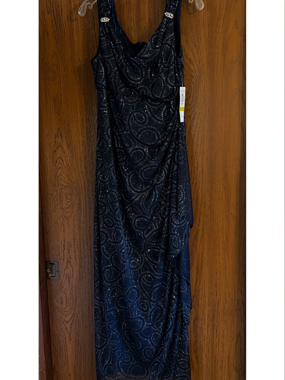 R& M Richardβs Navy Sequin Paisley Maxi Dress